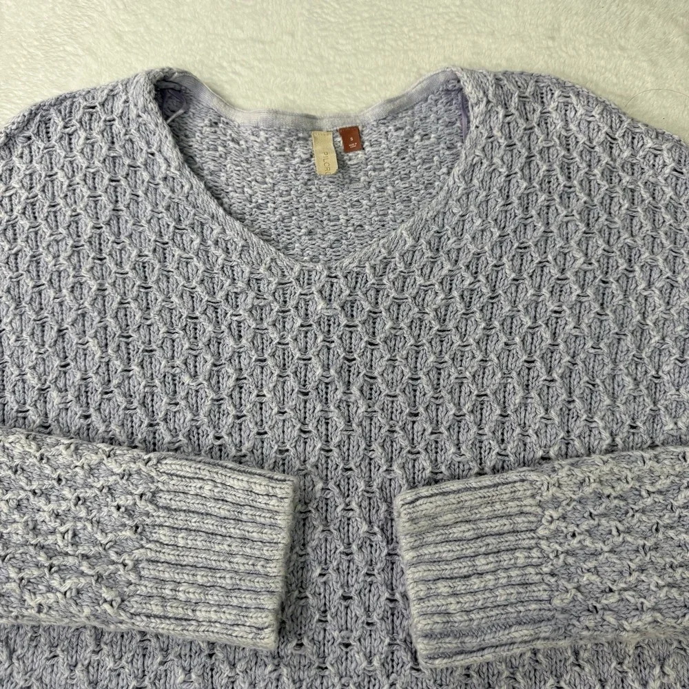 Pilcro by Anthropologie Sweater Womens S Purple Christian Relaxed Fit‎ Textured